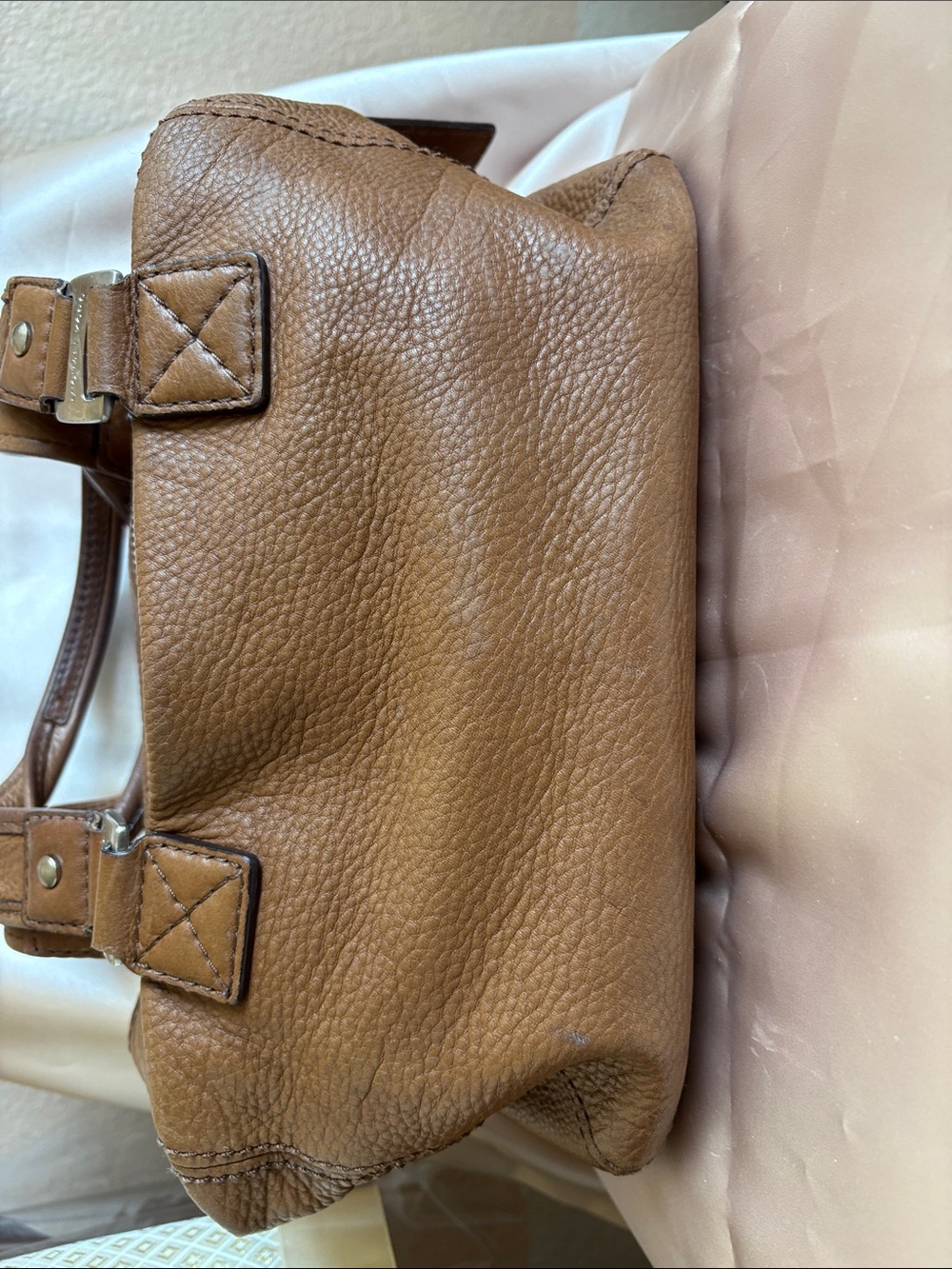VTG Michael Kors Brown Leather Satchel 12”x 8” 5” - Picture 6 of 11